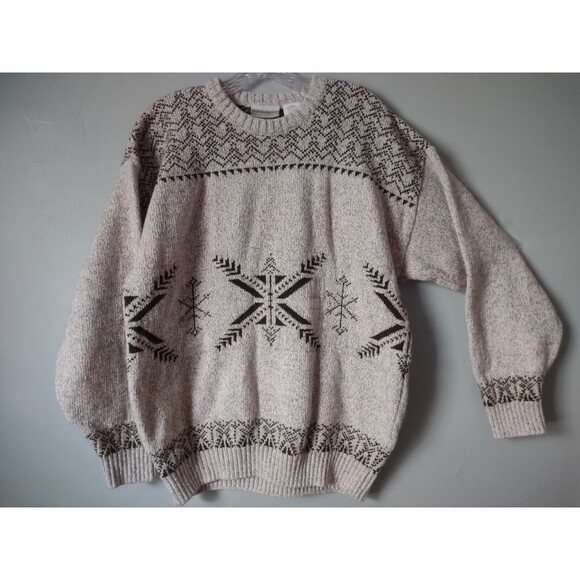 Coldwater Creek Other - Vintage Coldwater Creek Mens XL Wool Blend Sweater Beige Brown Winter Snow Flake